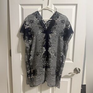 Floral Striped Sheer Top